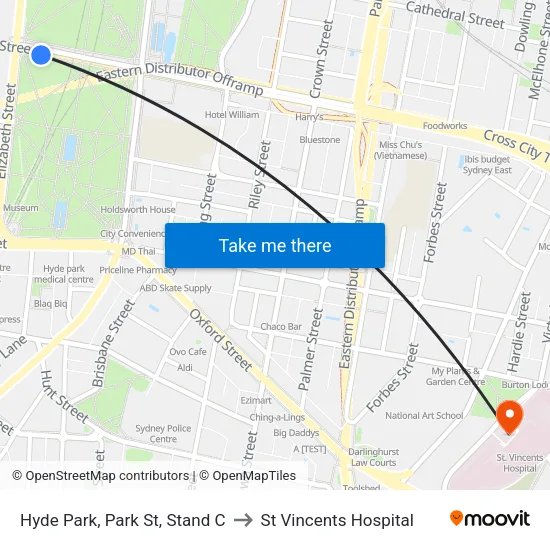 Hyde Park, Park St, Stand C to St Vincents Hospital map