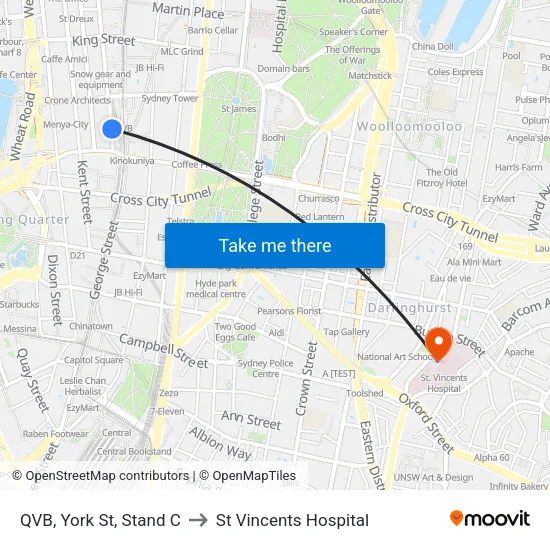 QVB, York St, Stand C to St Vincents Hospital map
