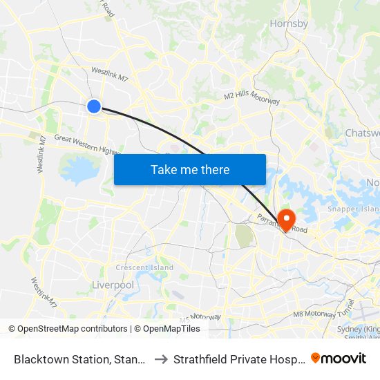 Blacktown Station, Stand M to Strathfield Private Hospital map