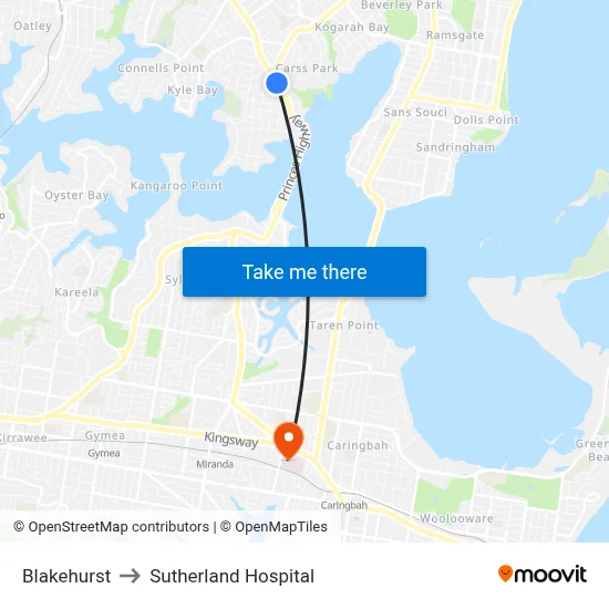 Blakehurst to Sutherland Hospital map