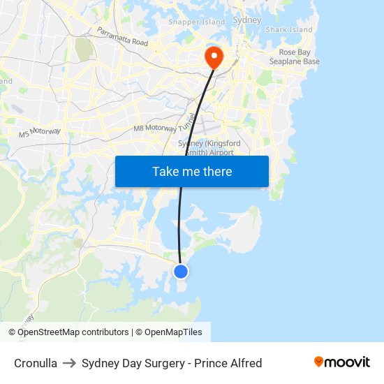Cronulla to Sydney Day Surgery - Prince Alfred map