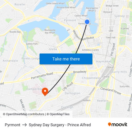 Pyrmont to Sydney Day Surgery - Prince Alfred map