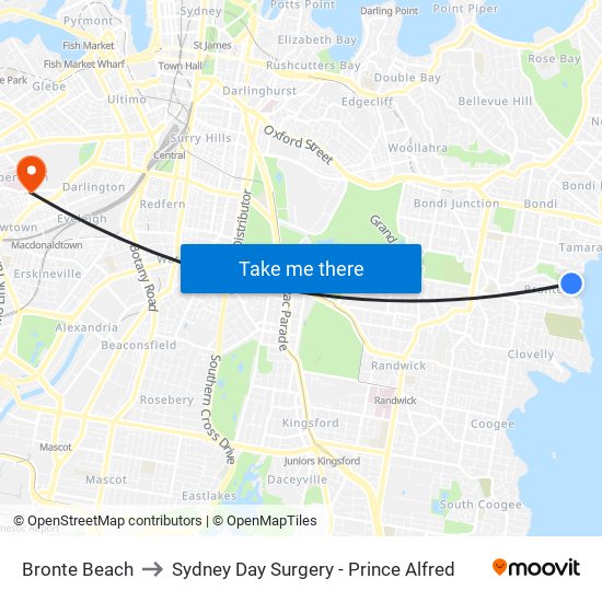 Bronte Beach to Sydney Day Surgery - Prince Alfred map