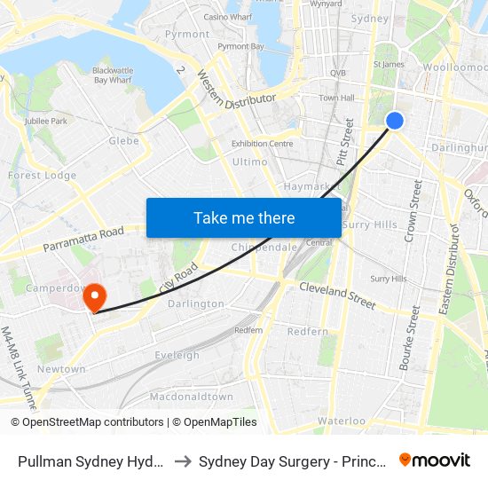 Pullman Sydney Hyde Park to Sydney Day Surgery - Prince Alfred map