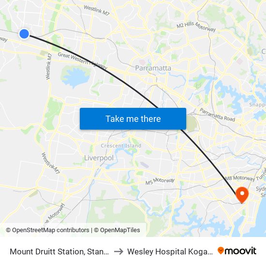 Mount Druitt Station, Stand H to Wesley Hospital Kogarah map