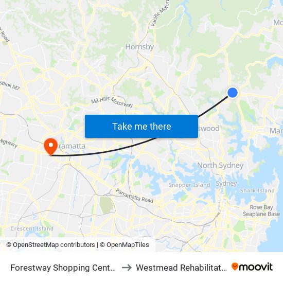 Forestway Shopping Centre, Forest Way to Westmead Rehabilitation Hospital map