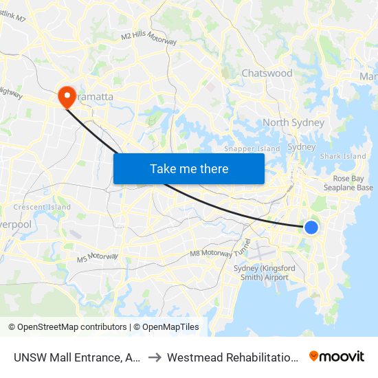 UNSW Mall Entrance, Anzac Pde to Westmead Rehabilitation Hospital map