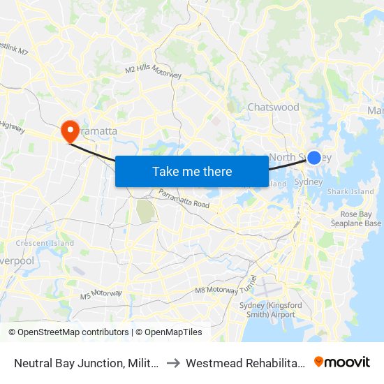 Neutral Bay Junction, Military Rd, Stand E to Westmead Rehabilitation Hospital map