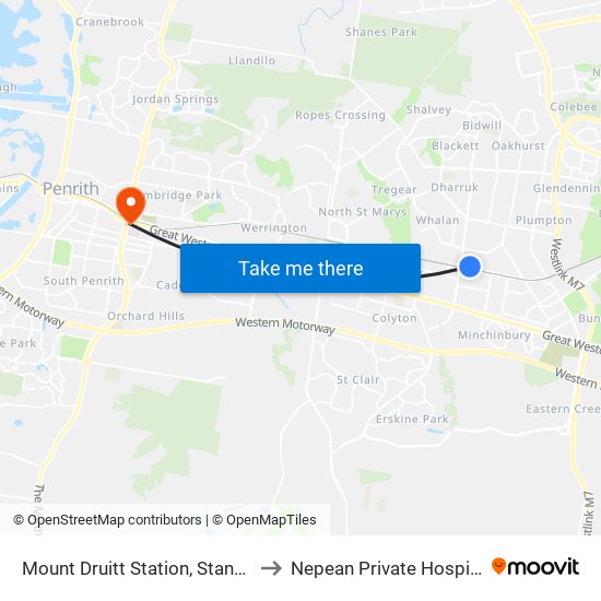 Mount Druitt Station, Stand H to Nepean Private Hospital map