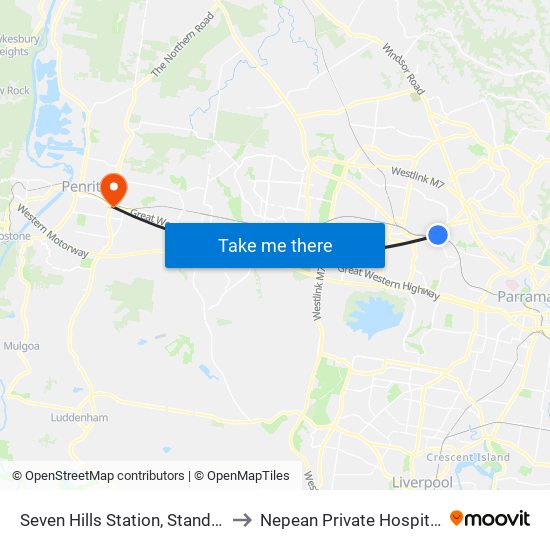 Seven Hills Station, Stand A to Nepean Private Hospital map