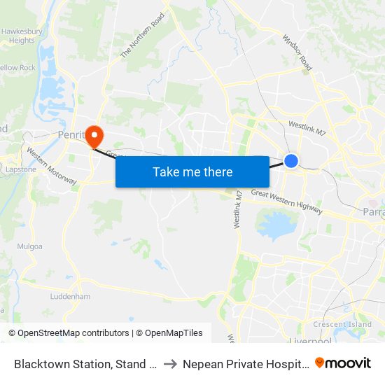 Blacktown Station, Stand M to Nepean Private Hospital map