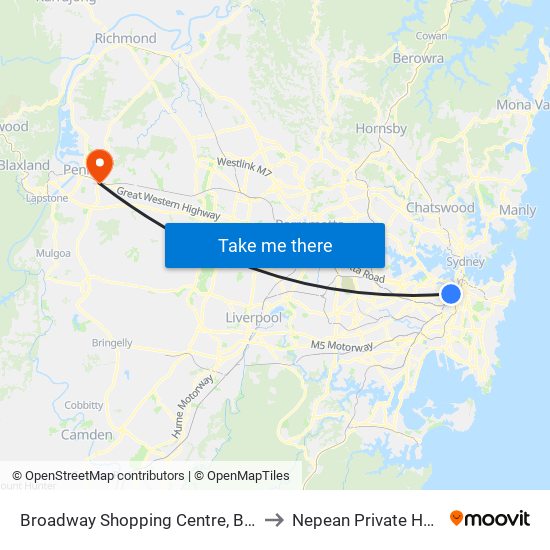 Broadway Shopping Centre, Broadway to Nepean Private Hospital map