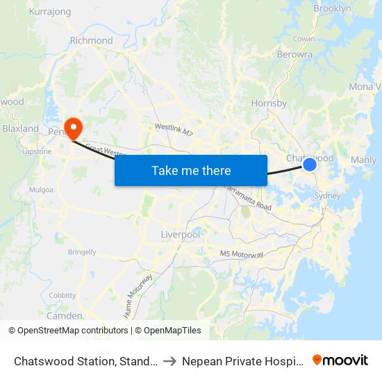 Chatswood Station, Stand C to Nepean Private Hospital map