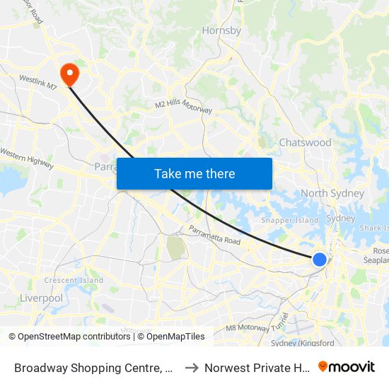 Broadway Shopping Centre, Broadway to Norwest Private Hospital map