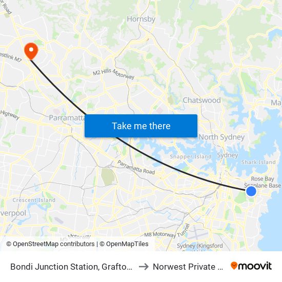 Bondi Junction Station, Grafton St, Stand R to Norwest Private Hospital map