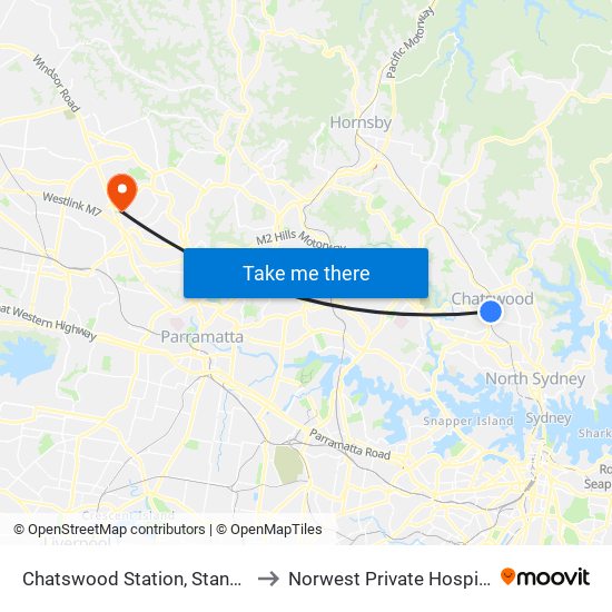 Chatswood Station, Stand C to Norwest Private Hospital map