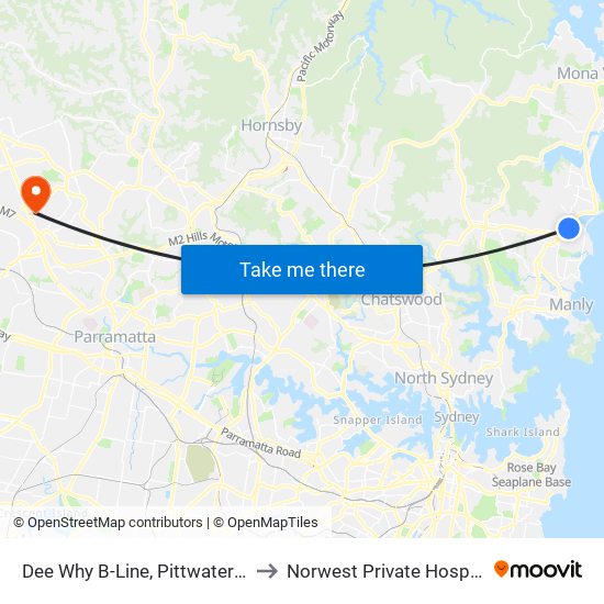 Dee Why B-Line, Pittwater Rd to Norwest Private Hospital map