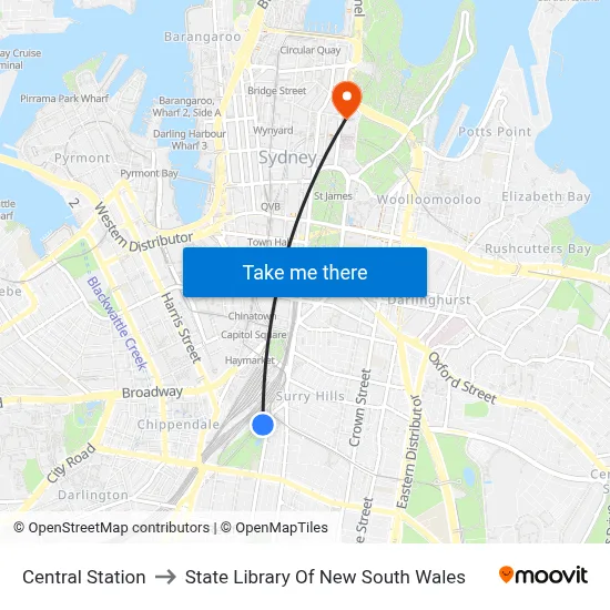 Central Station to State Library Of New South Wales map