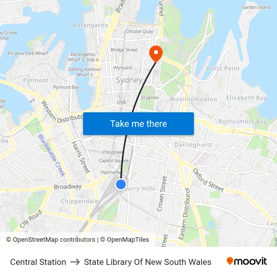 Central Station to State Library Of New South Wales map
