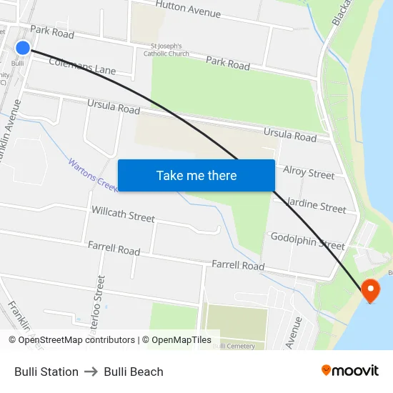 Bulli Station to Bulli Beach map
