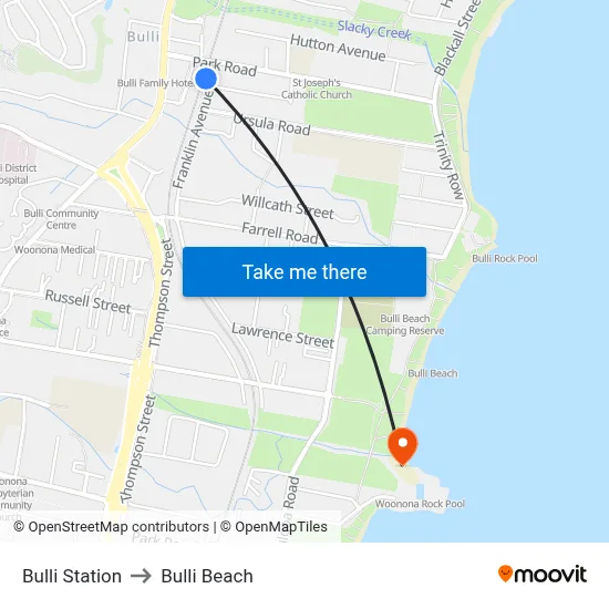 Bulli Station to Bulli Beach map