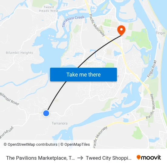 The Pavilions Marketplace, Terranora Rd to Tweed City Shopping Centre map