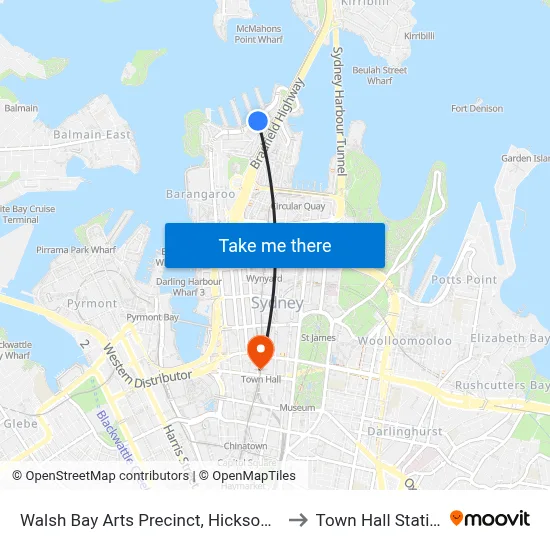 Walsh Bay Arts Precinct, Hickson Rd to Town Hall Station map