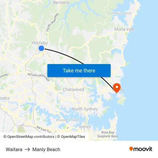 Waitara to Manly Beach map