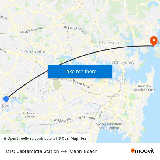 CTC Cabramatta Station to Manly Beach map