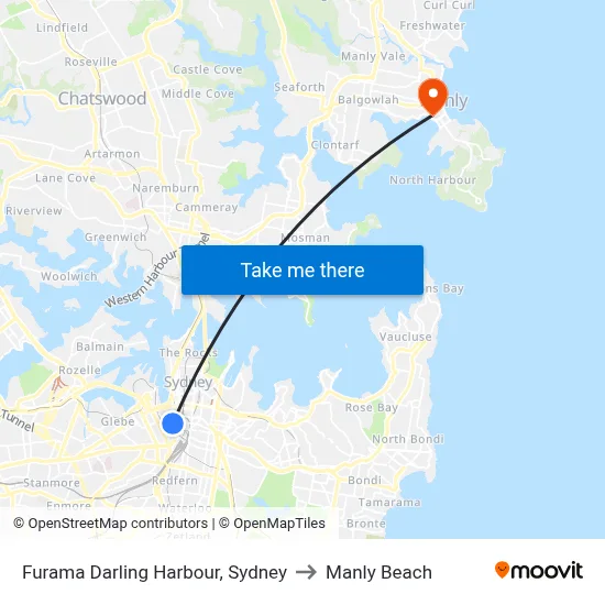 Furama Darling Harbour, Sydney to Manly Beach map
