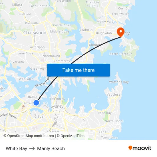 White Bay to Manly Beach map