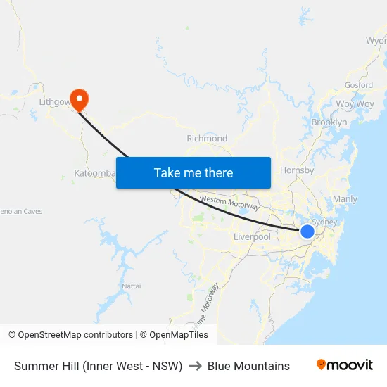 Summer Hill (Inner West - NSW) to Blue Mountains map