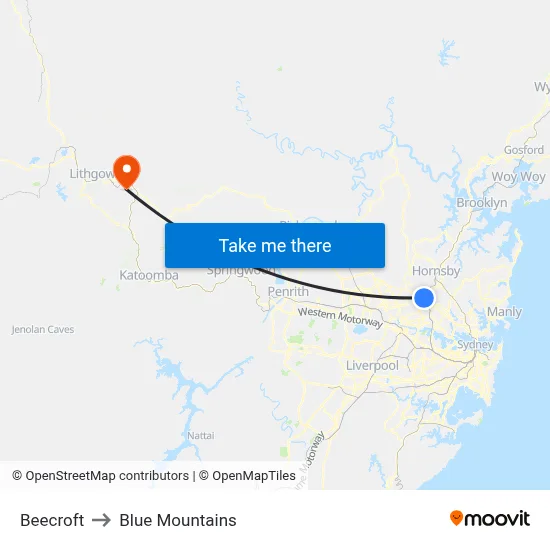 Beecroft to Blue Mountains map