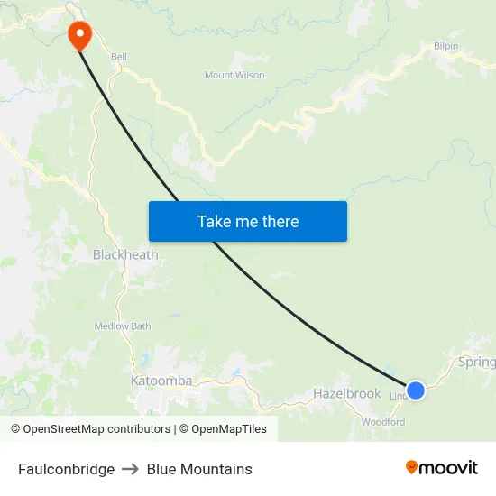 Faulconbridge to Blue Mountains map