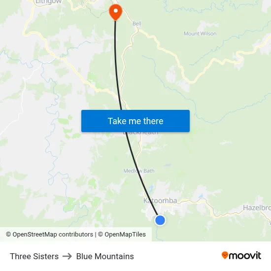 Three Sisters to Blue Mountains map