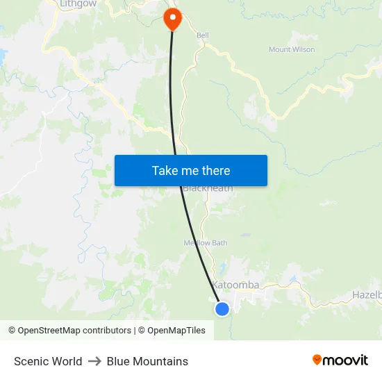 Scenic World to Blue Mountains map