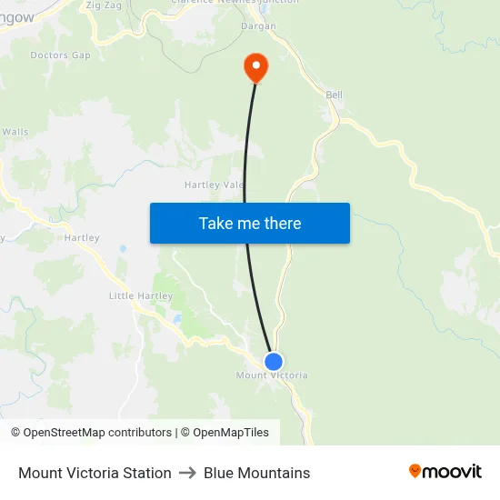Mount Victoria Station to Blue Mountains map