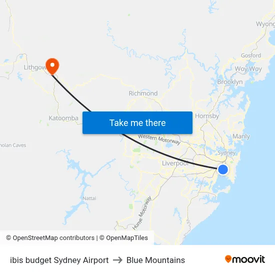 ibis budget Sydney Airport to Blue Mountains map
