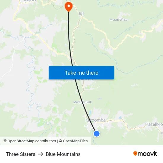 Three Sisters to Blue Mountains map