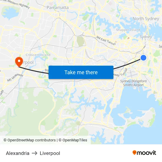 Alexandria to Liverpool map