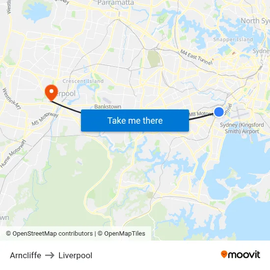 Arncliffe to Liverpool map