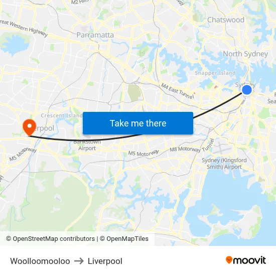 Woolloomooloo to Liverpool map