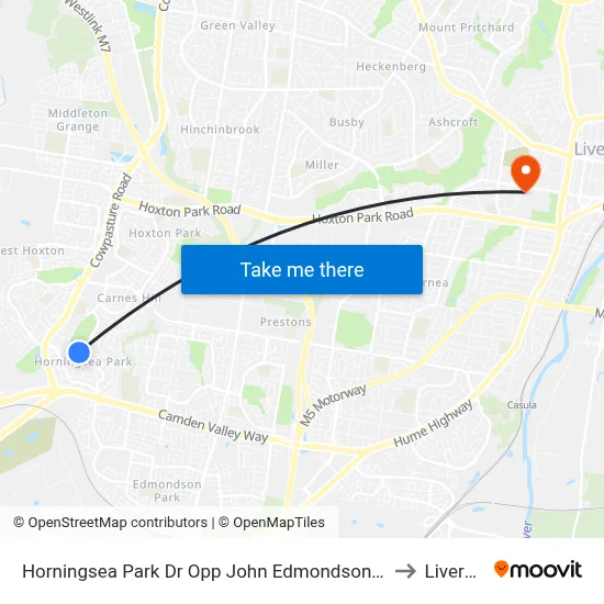 Horningsea Park Dr Opp John Edmondson High School to Liverpool map