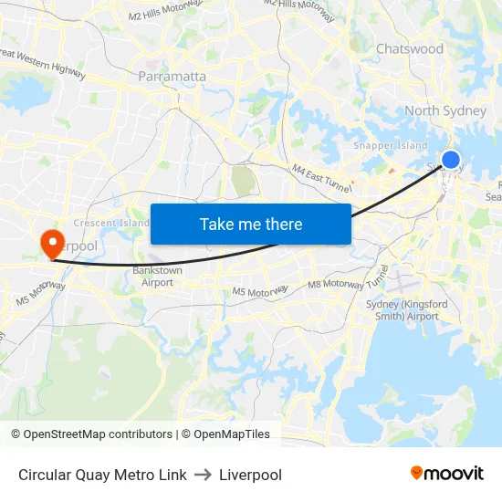Circular Quay Metro Link to Liverpool map