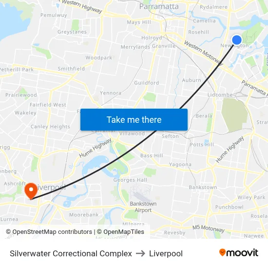 Silverwater Correctional Complex to Liverpool map