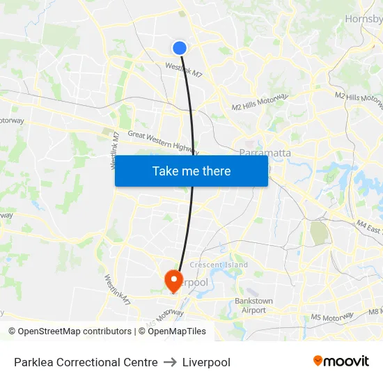 Parklea Correctional Centre to Liverpool map