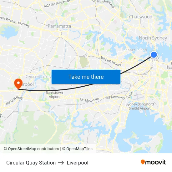 Circular Quay Station to Liverpool map