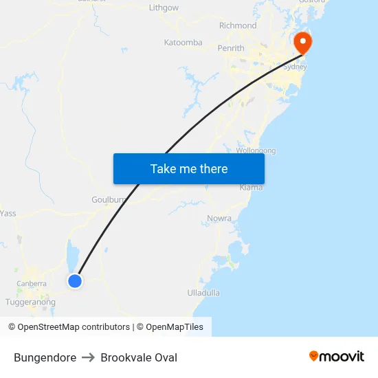 Bungendore to Brookvale Oval map