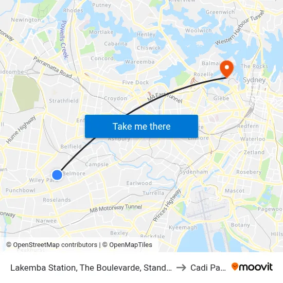 Lakemba Station, The Boulevarde, Stand E to Cadi Park map