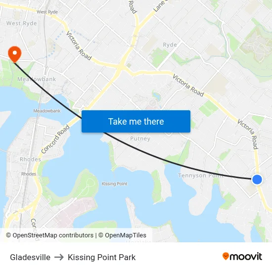 Gladesville to Kissing Point Park map